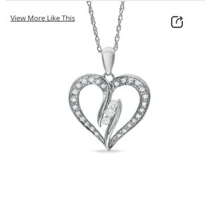 ✨️WEEKEND SALE✨️Silver Heart Shaped Pendant Necklace with Natural Diamonds